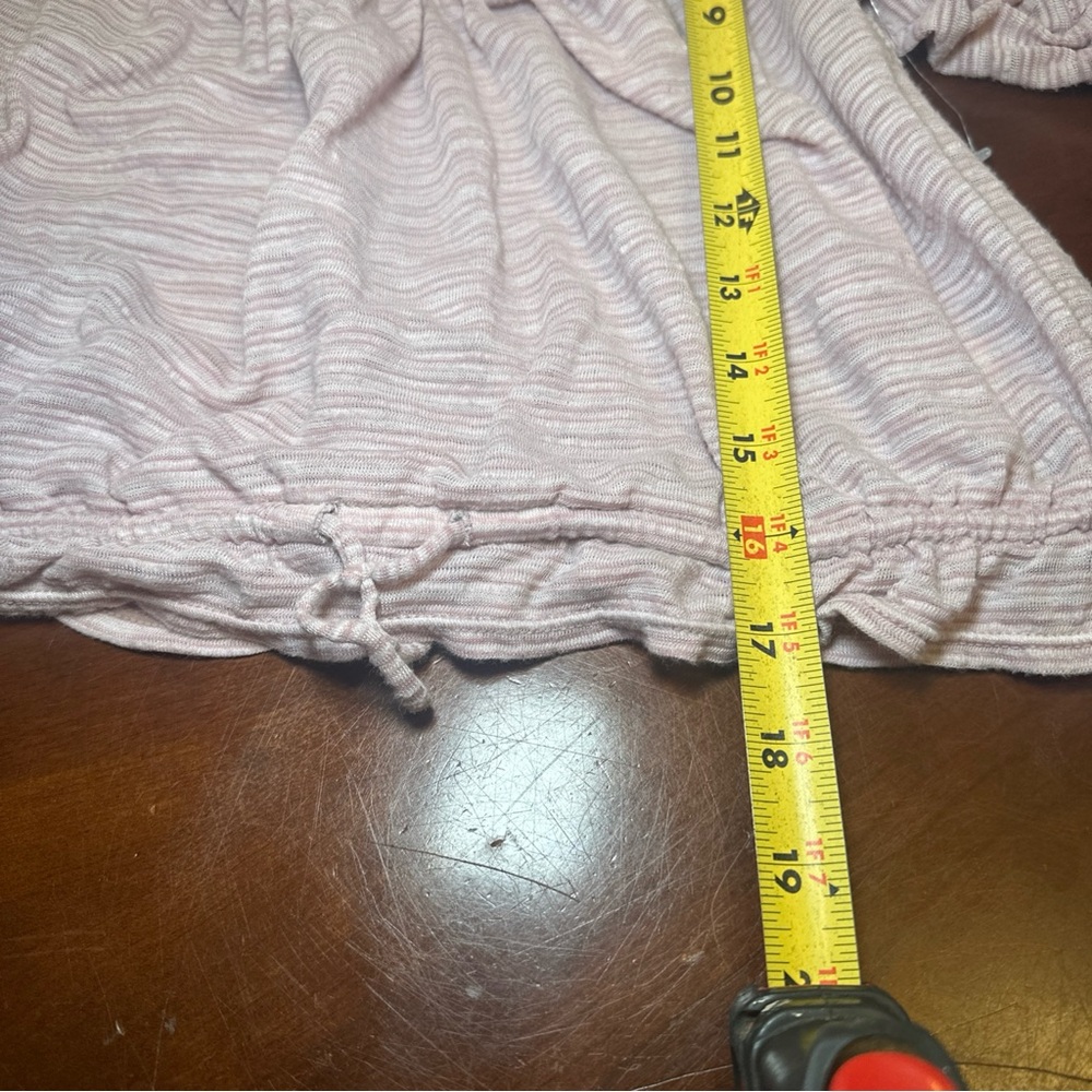 Free People Dorothy Fawn Pink stripe ruched sleeve,‎ neckline crop top size Med - Picture 8 of 8